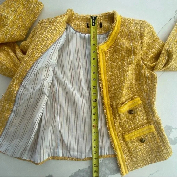 Talbots Classic Lined Butter Yellow Tweed Career Blazer Jacket Women's Small EUC - Picture 12 of 16